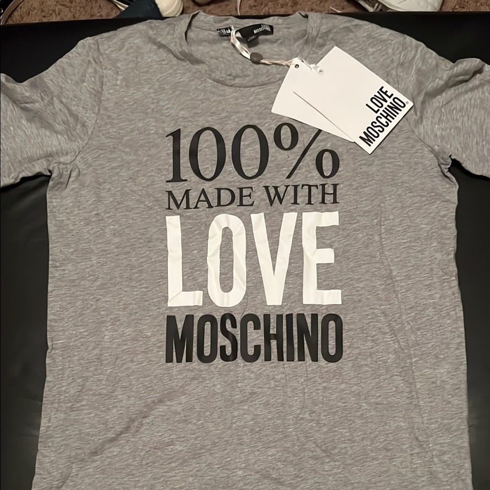 Authentic  Love Moschino Heather Gray Graphic Tee shirt dress.